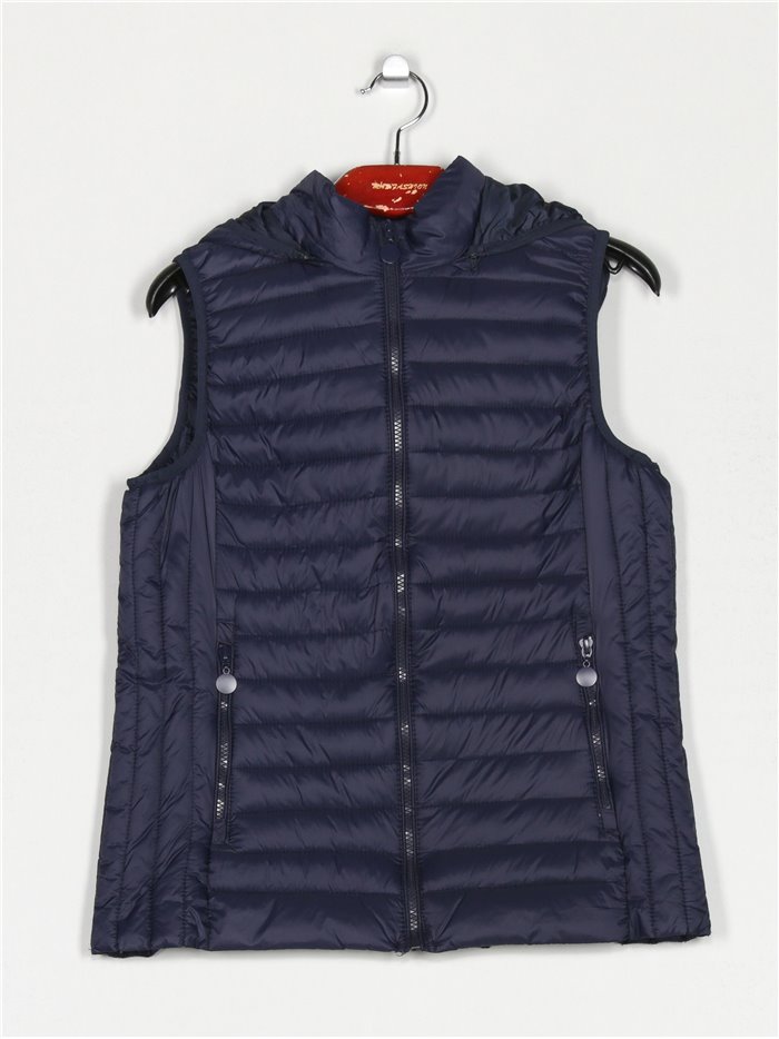 Ultra light waistcoat with hood navy (42-50)