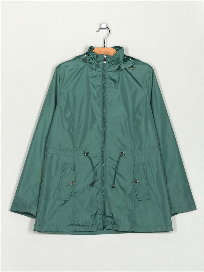 Parka water repellet lunares capucha blue-green (42-50)