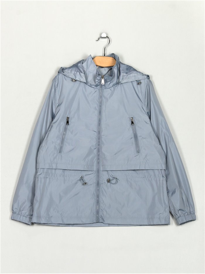 Parka water repellet capucha light-blue (42-50)