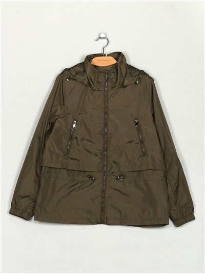 Parka water repellent with hood green (42-50)