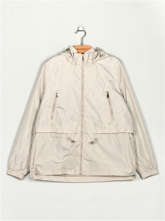 Parka water repellet capucha stone-rice (42-50)