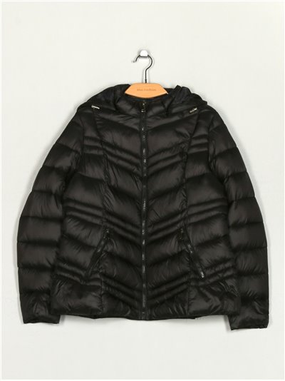 Metallic thread down puffer jacket black (M-XXL)