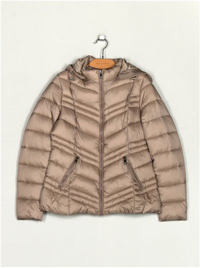 Metallic thread down puffer jacket beige (M-XXL)