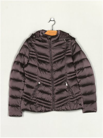 Metallic thread down puffer jacket purple (M-XXL)