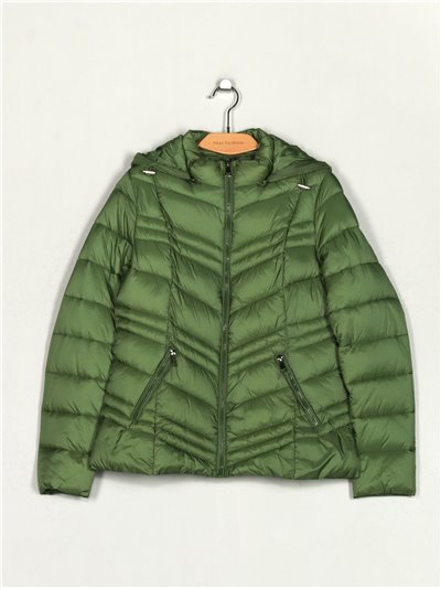 Metallic thread down puffer jacket fruit-green (M-XXL)