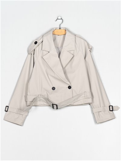 Buttoned trench coat stone-rice (S-XL)