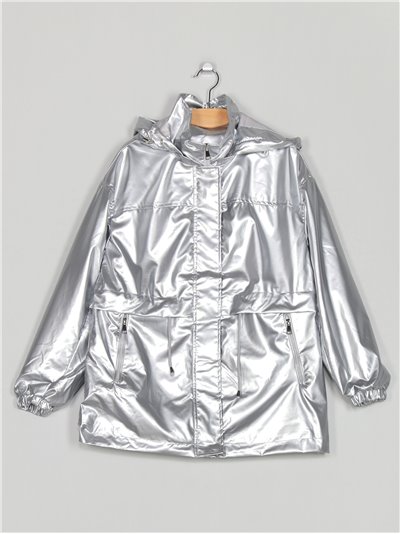 Parka metalizada water repellent silvery (M-XXL)