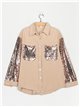 Sequinned denim overshirt camel (S-M-L-XL)