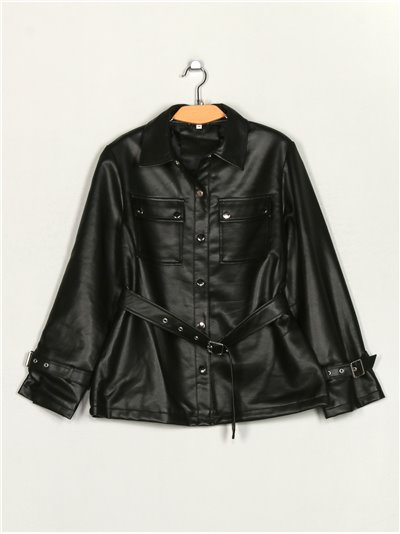 Faux leather overshirt black (M-XXL)