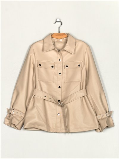 Faux leather overshirt apricot (M-XXL)