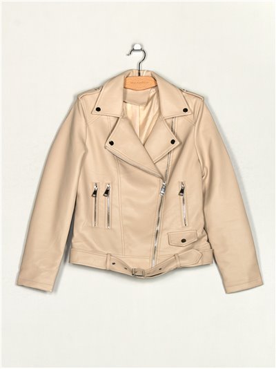 Chaqueta biker efecto piel apricot (S-XL)