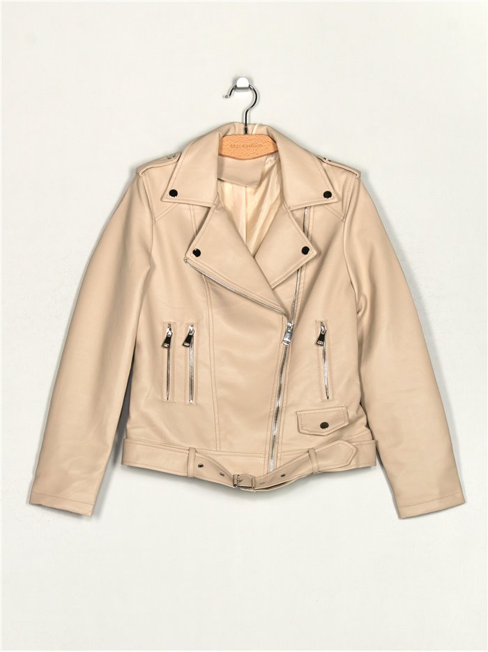 Chaqueta biker efecto piel apricot (S-XL)