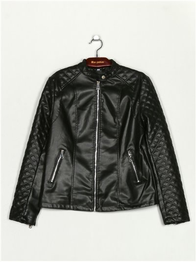 Chaqueta efecto piel acolchada negro (40-48)