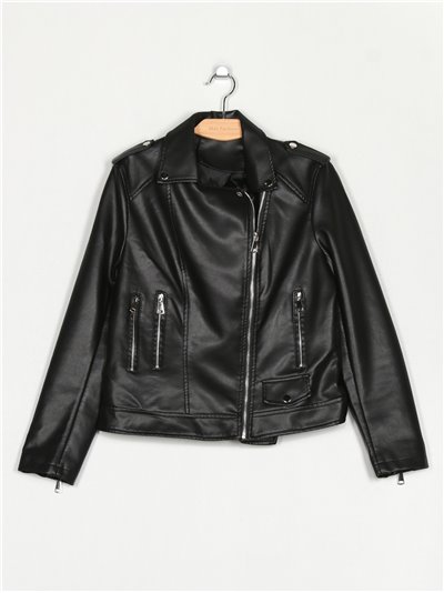 Chaqueta biker polipiel black (40-48)