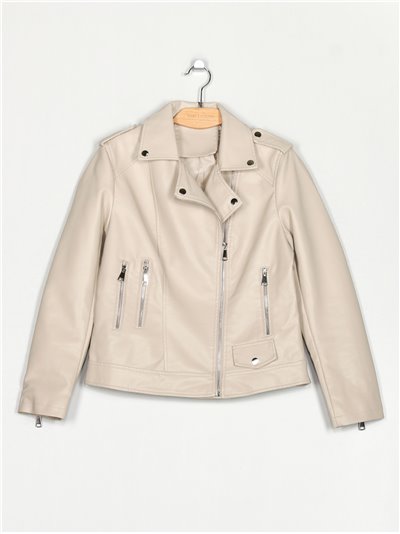 Faux leather biker jacket apricot (40-48)