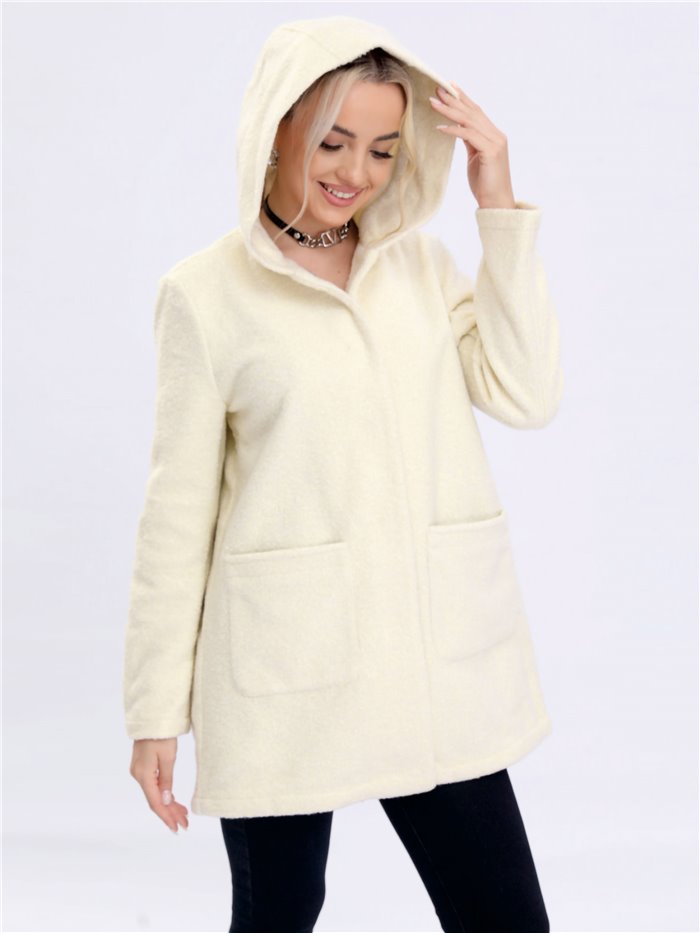 Marbled coat with hood beige (M-L-XL-XXL)