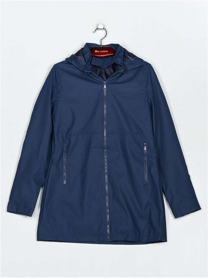 Parka efecto piel capucha navy (M-L-XL-XXL)