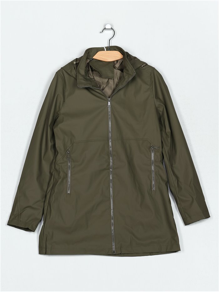 Faux leather parka with hood green (M-L-XL-XXL)