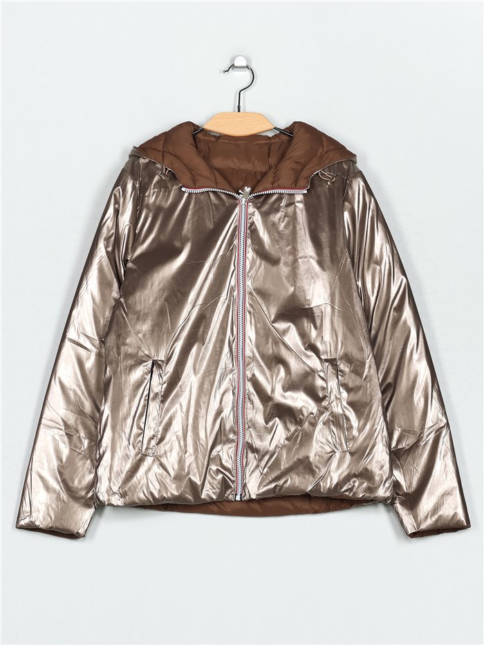 Metallic thread reversible anorak champagne (M-L-XL-XXL)