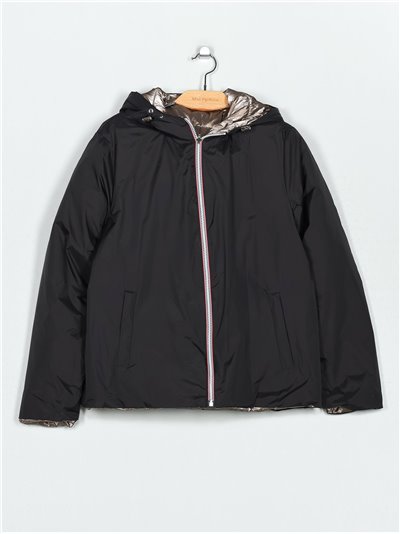 Metallic thread reversible anorak black (M-L-XL-XXL)