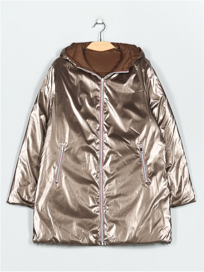 Anorak largo reversible capucha champagne (M-L-XL-XXL)