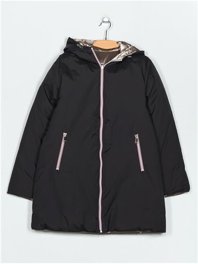 Anorak largo reversible capucha black (M-L-XL-XXL)