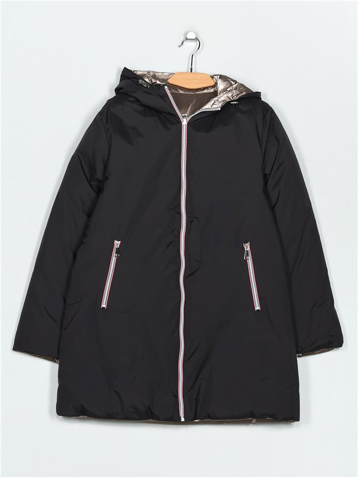 Anorak largo reversible capucha black (M-L-XL-XXL)