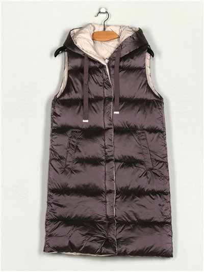 Reversible maxi quilted waistcoat purple (M-L-XL-XXL)