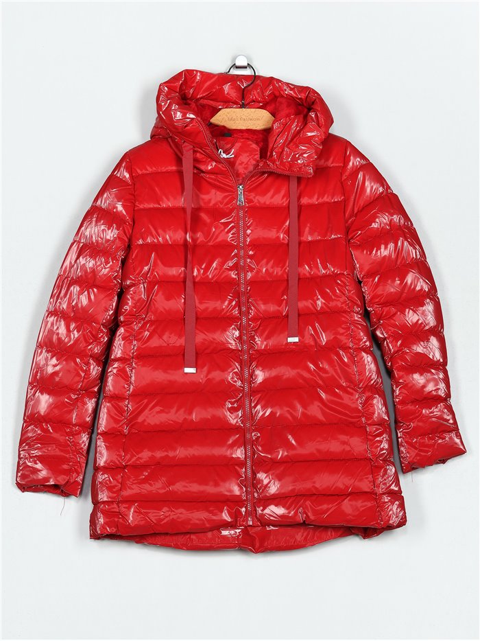 Patent finish anorak with hood red (M-L-XL-XXL)