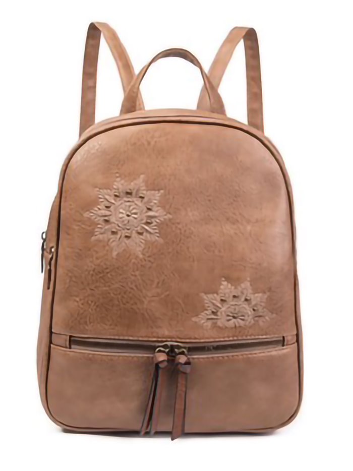 Embroidered backpack kaki