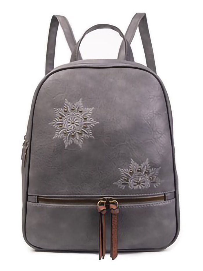 Embroidered backpack grey