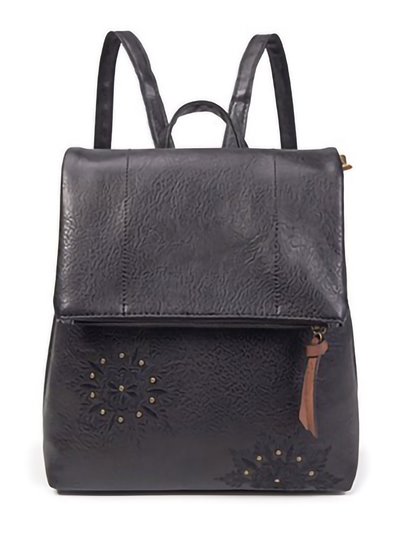 Embroidered backpack with flap black