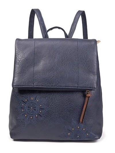 Embroidered backpack with flap blue