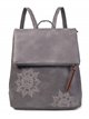 Embroidered backpack with flap grey