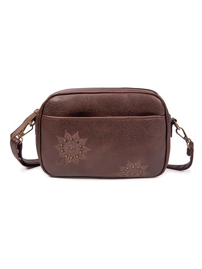 Embroidered crossbody bag coffee