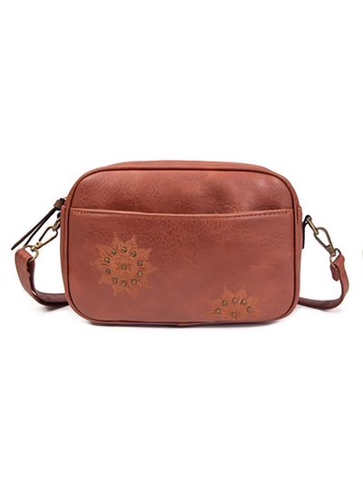 Embroidered crossbody bag brown