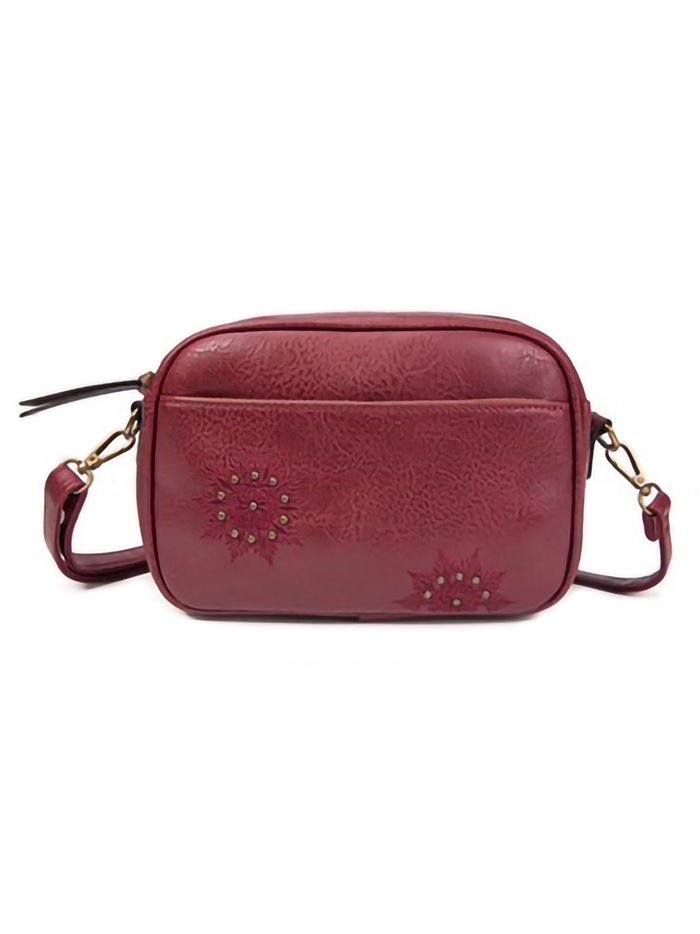 Embroidered crossbody bag red