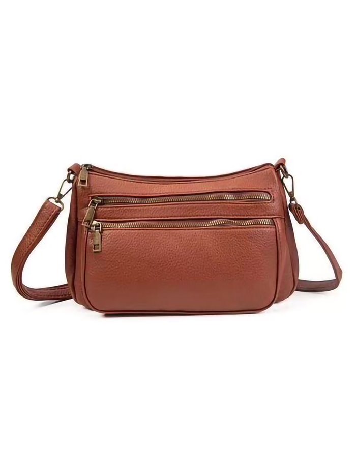 Crossbody bag with zip brown