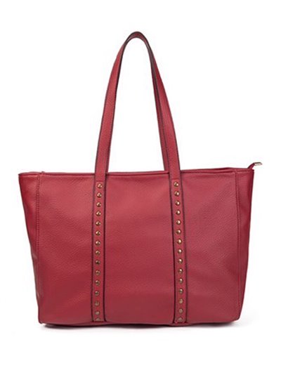 Studded tote bag red