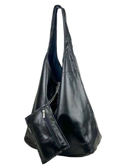 2 pieces Leather Shopper + Purse negro