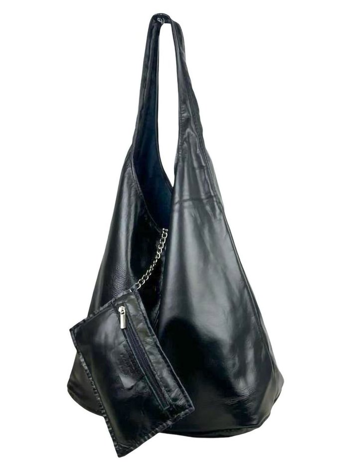 2 pieces Leather Shopper + Purse negro