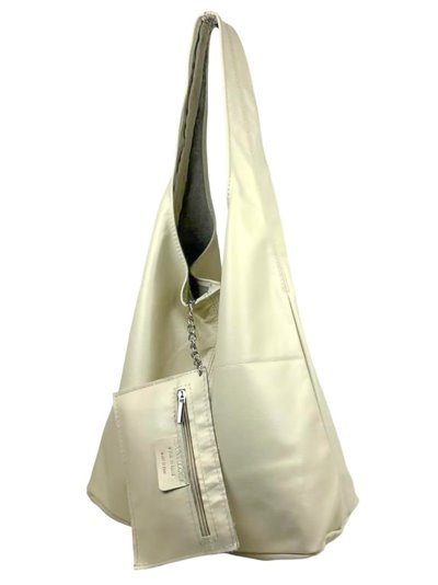 2 pieces Leather Shopper + Purse beige