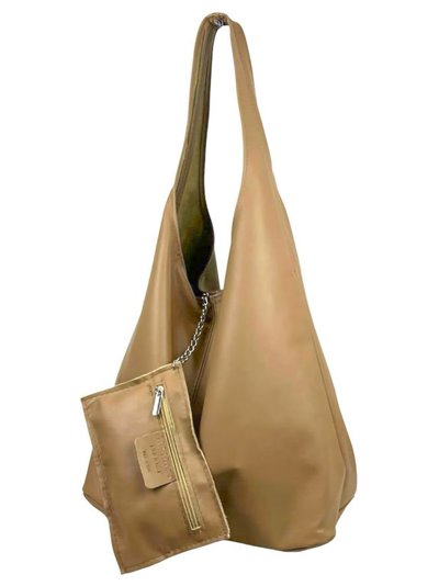 2 pieces Leather Shopper + Purse taupe