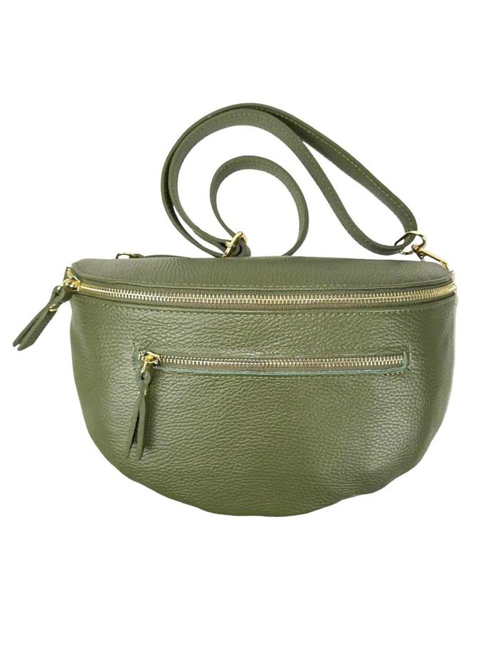 Leather belt bag verde-militar