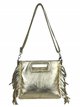 Fringed metallic leather crossbody bag oro