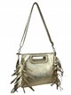 Fringed metallic leather crossbody bag oro