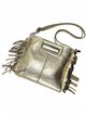 Fringed metallic leather crossbody bag oro