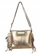 Fringed metallic leather crossbody bag oro-rosa