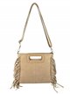 Fringed split leather crossbody bag beige