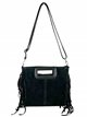 Fringed split leather crossbody bag negro